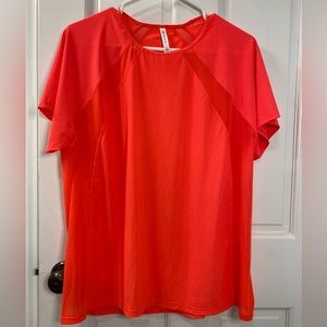 Athleta large orange scoop neck workout shirt